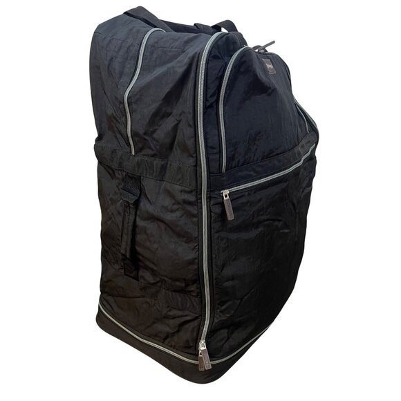 Biaggi Black Nylon Collapsible Rolling Duffel Bag With Multiple Pockets - Picture 4 of 14